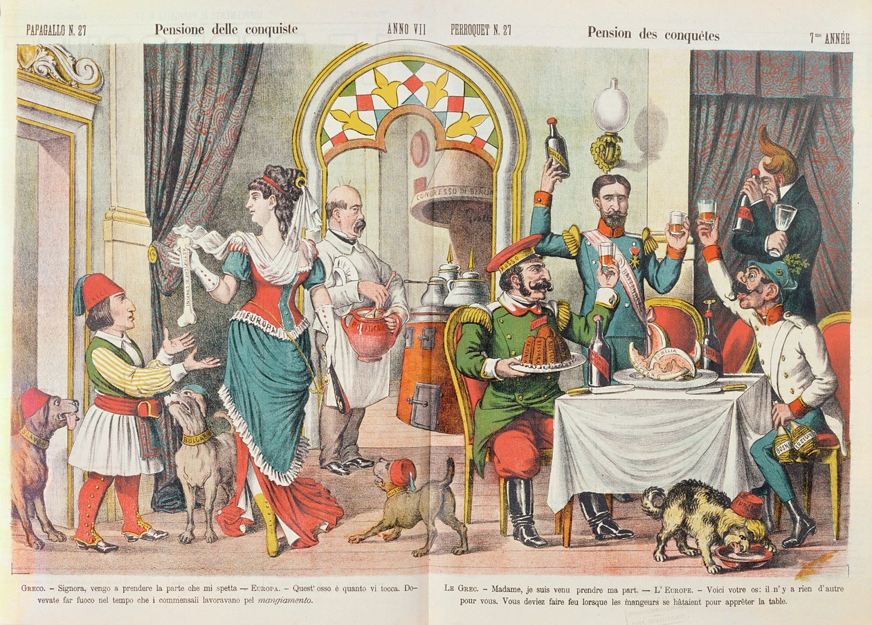 Karikatuur van het Congres van Berlijn van 1878, uit Le Perroquet magazine 1879 door French School