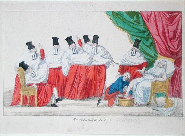 Karikatuur van de geboorte van de Franse Grondwet door French School