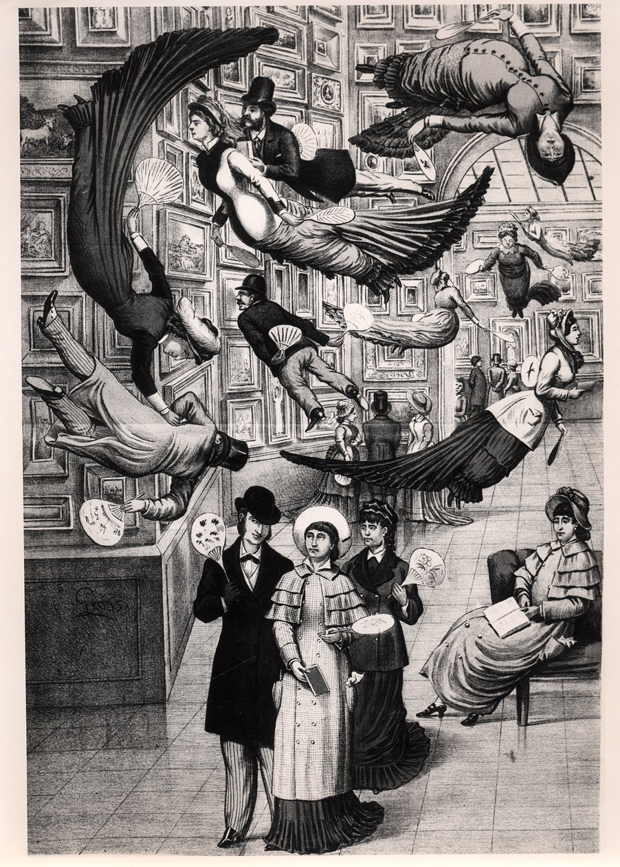 Karikatuur van bezoekers aan de Paris Salon van 1880 door French School