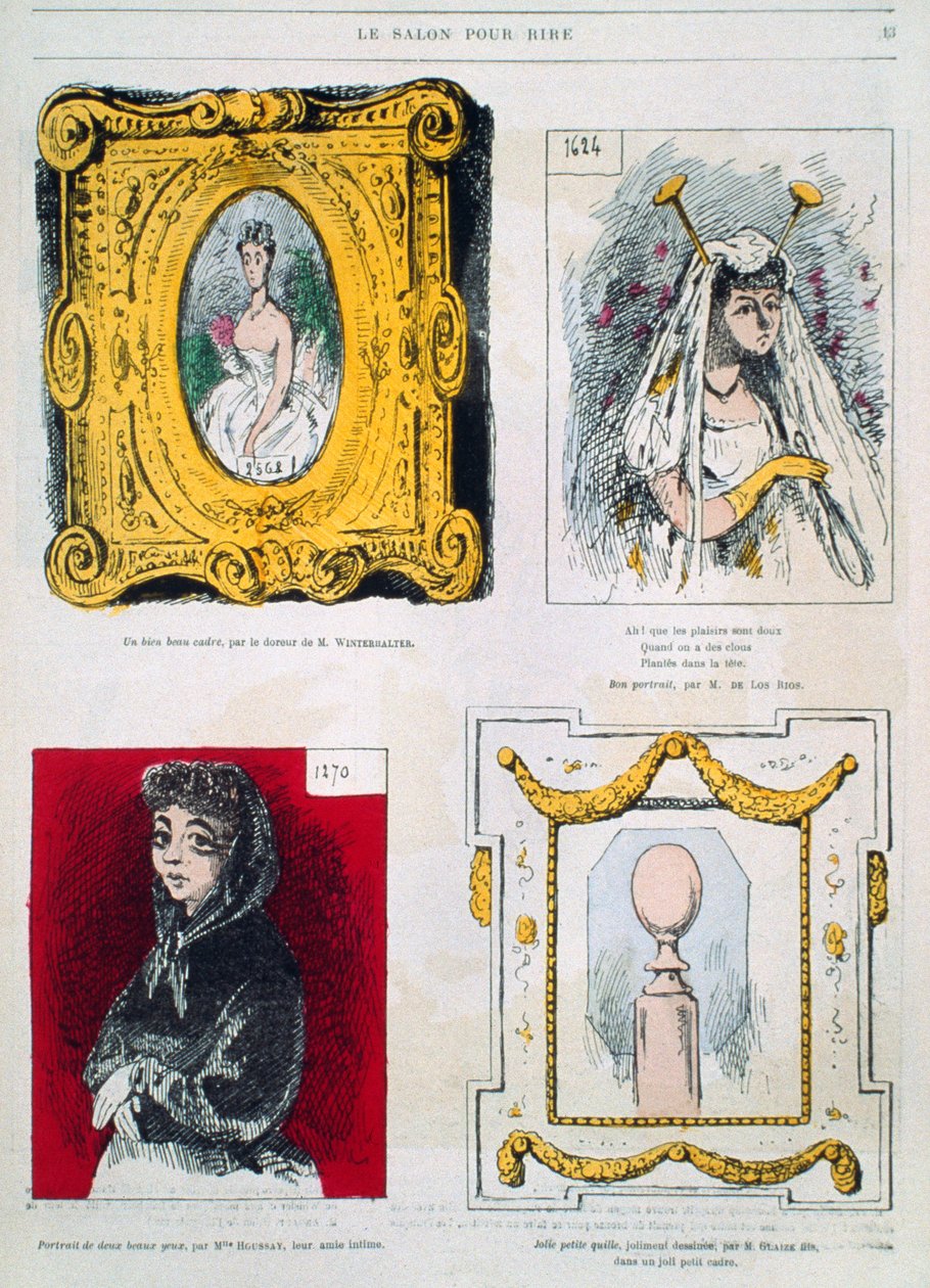 Karikaturen van schilders, Franz Xavier Winterhalter, Glaize Fils, illustratie uit Le Salon pour Rire door French School