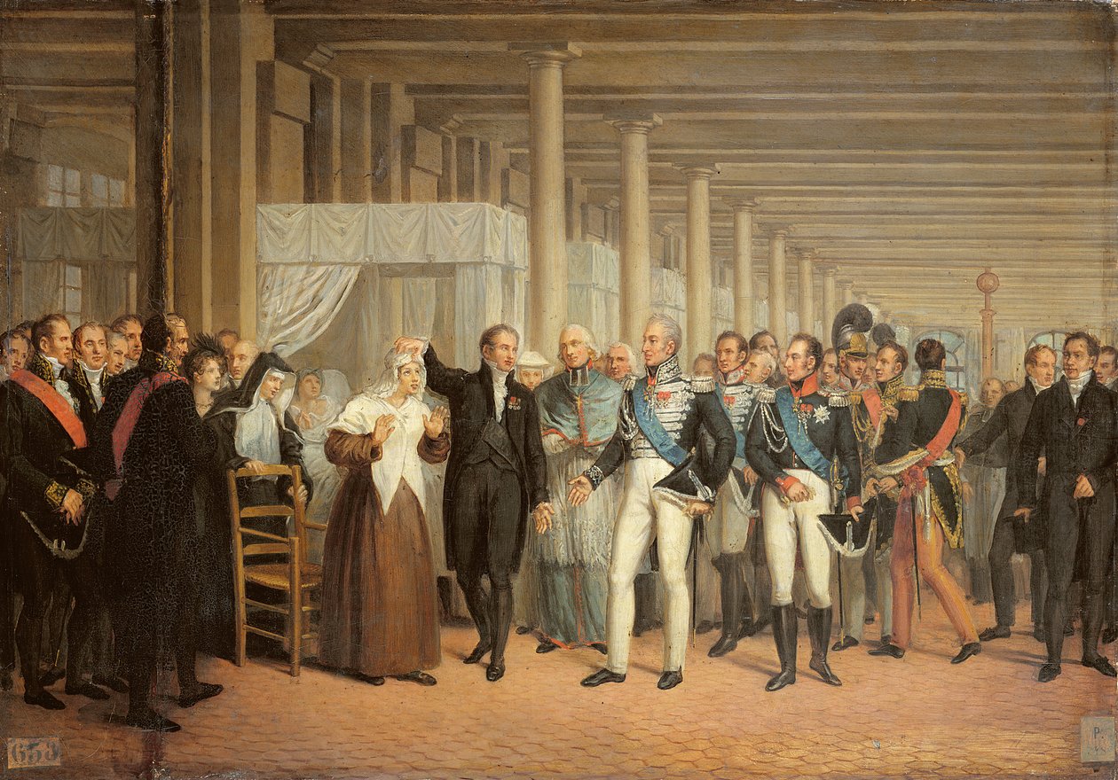 Staaroperatie uitgevoerd door Guillaume Dupuytren (1777-1835) in aanwezigheid van koning Karel X (1757-1836) in het Hôtel-Dieu door French School