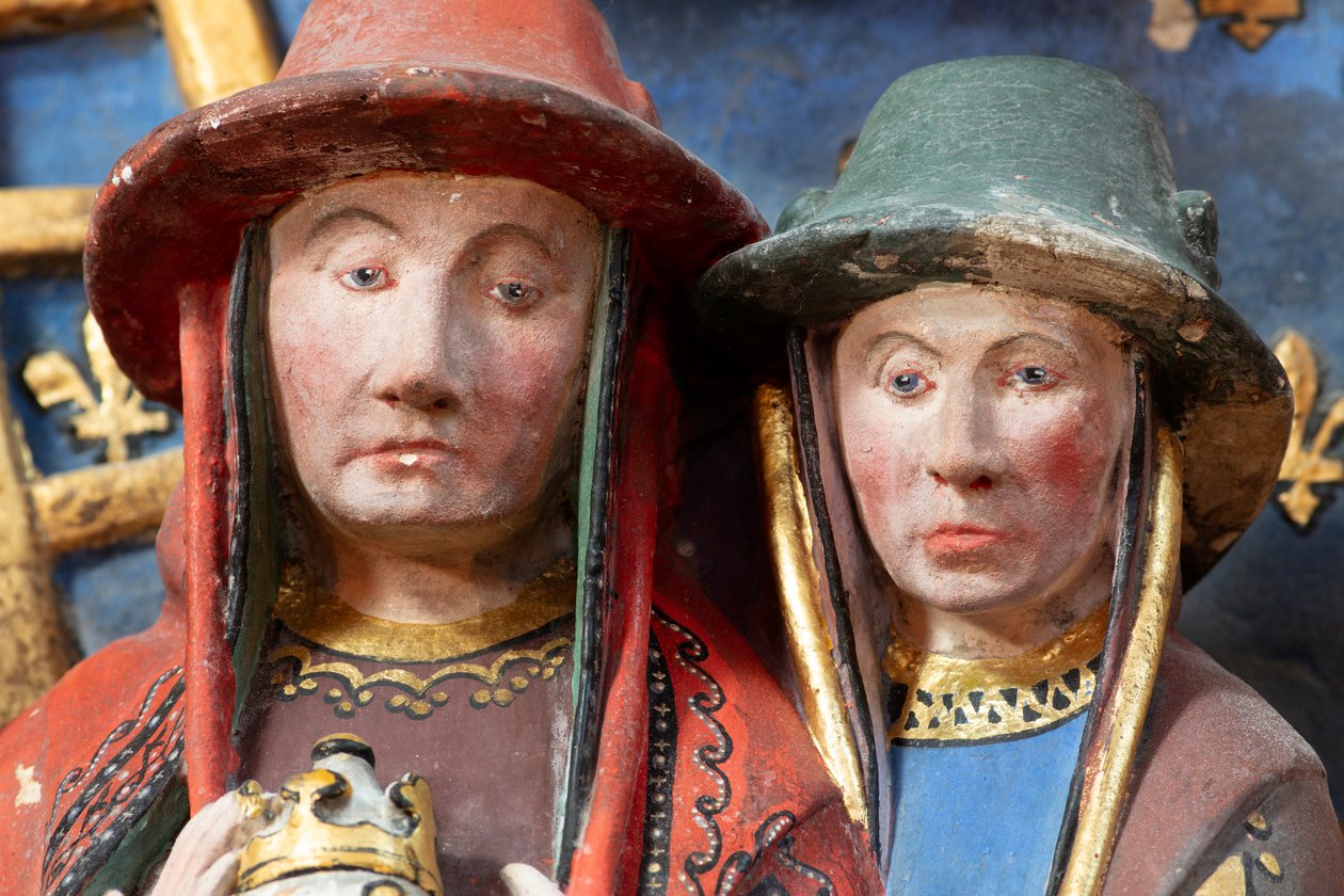 Kathedraal (Cathédrale Notre-Dame). Interieur. Epitaph van Jean de Libourc. 1470. (detail) door French School