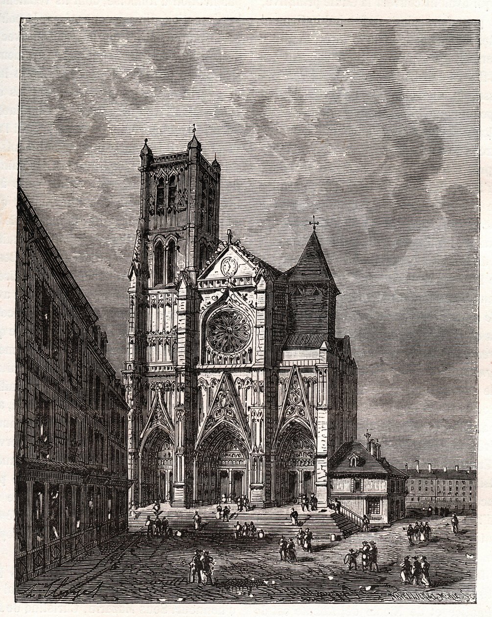 Kathedraal Saint-Etienne de Meaux - Seine-et-Marne - gravure in 