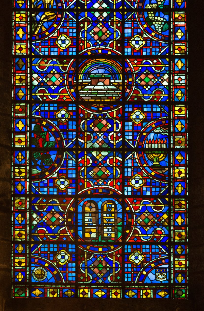 Kathedraal van Chartres, detail van het glas-in-lood van vrede door French School