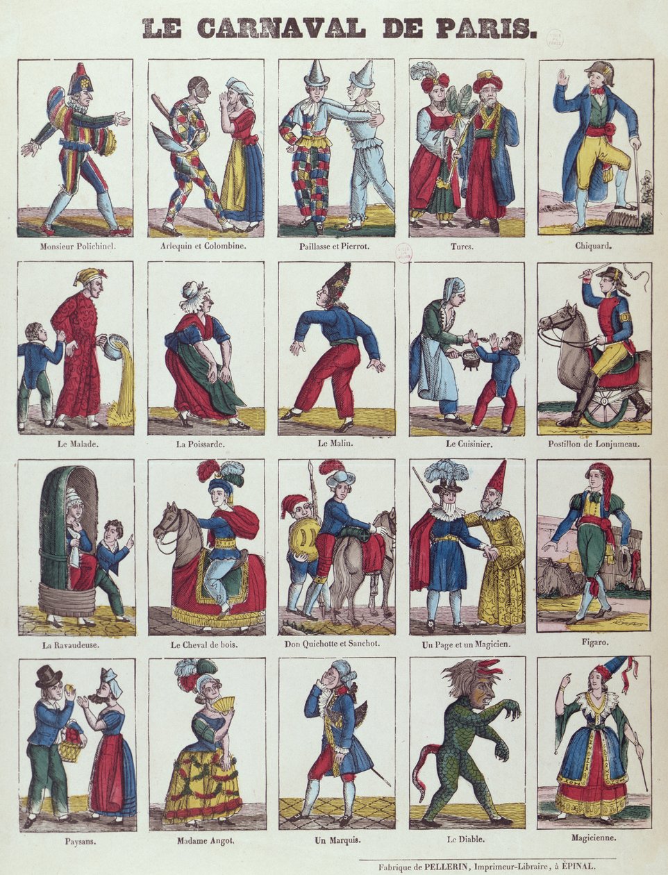 Personages van het Parijse carnaval, ca.1840 door French School