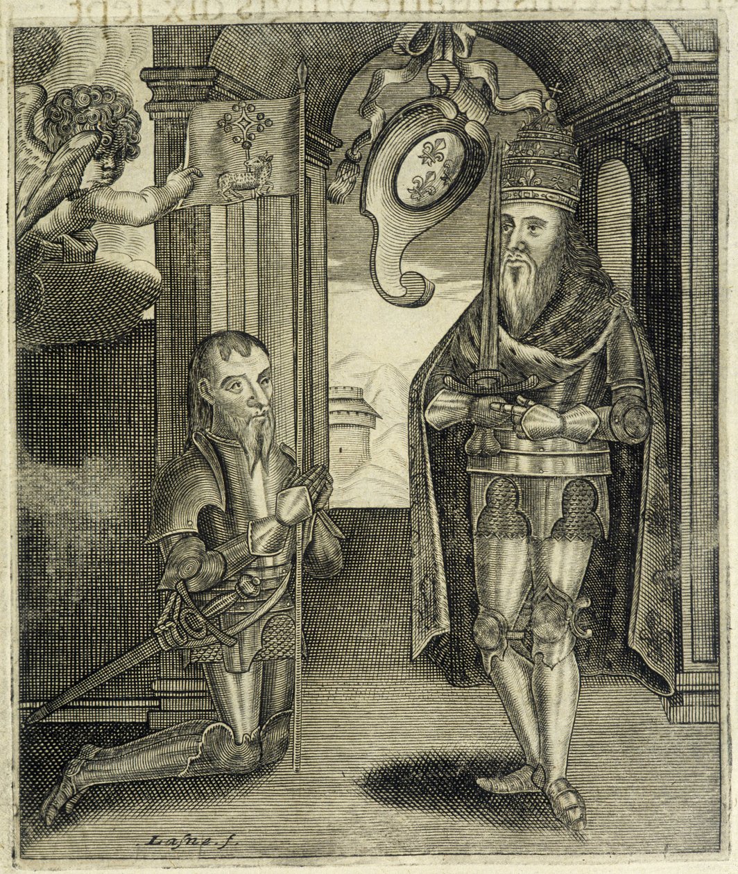Karel de Grote en graaf Toulouse Torsin (of Chorson) - in "Histoire des Comtes de Toulouse" door Guillaume de Catel, Toulouse door French School