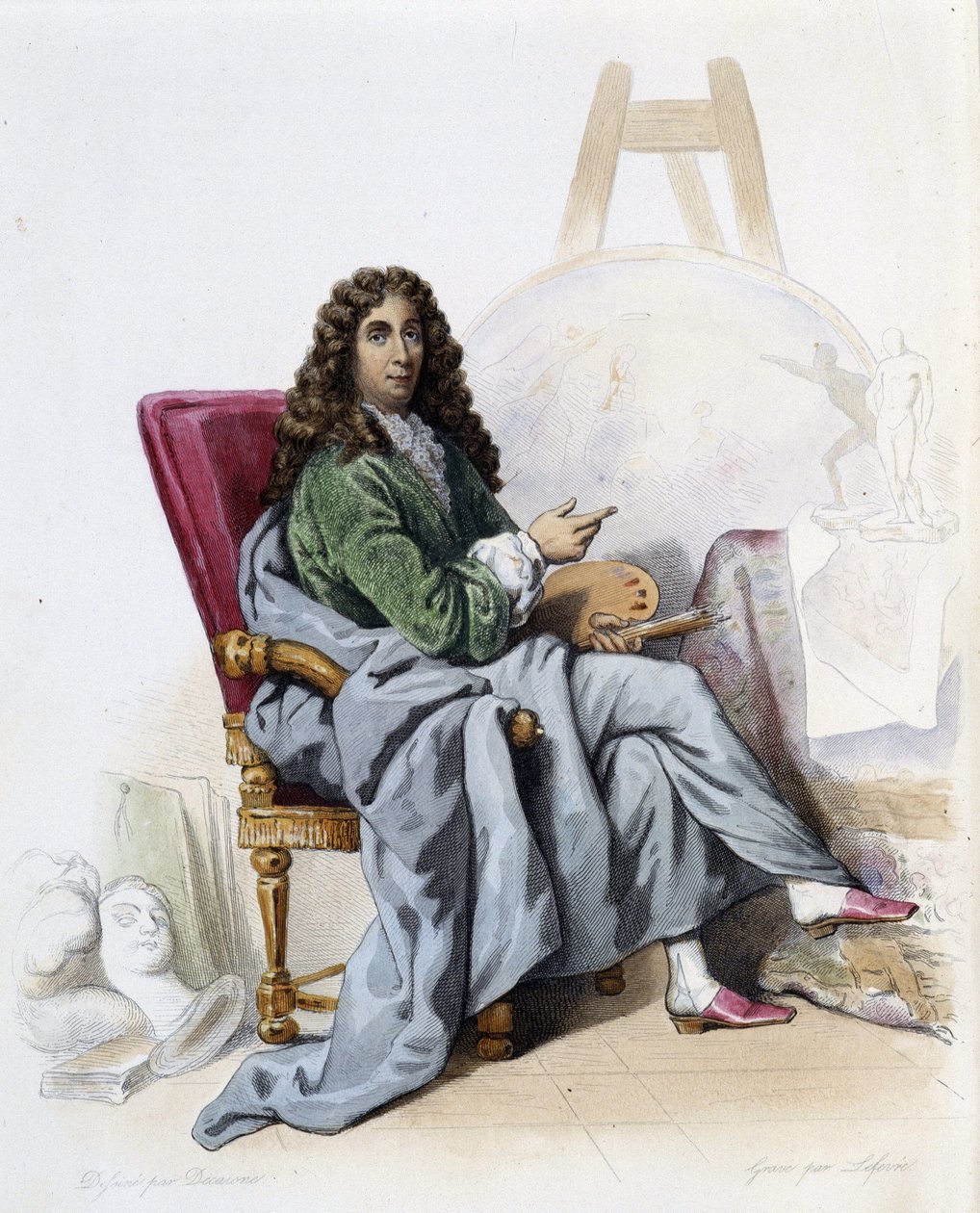 Charles Lebrun (Le Brun) (1619-1690) Franse schilder en decorateur - in "Le Plutarque francais", door Mennechet, Parijs door French School