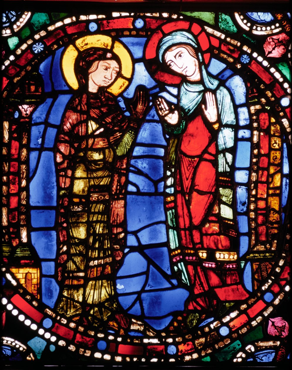 Kathedraal van Chartres, glas-in-loodraam met de annunciatie van de Blauwe Maagd (glas-in-lood) door French School