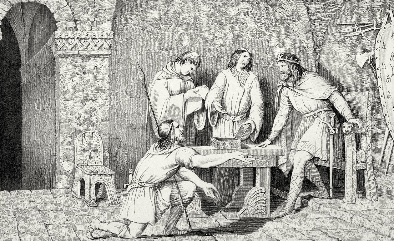 Childeric I (d.481) en het verhaal van de twee helften van de gouden munt, uit 
