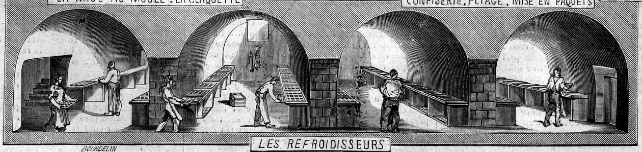 Chocoladefabriek: koelers. Usine de M. Masson, Parijs. door French School