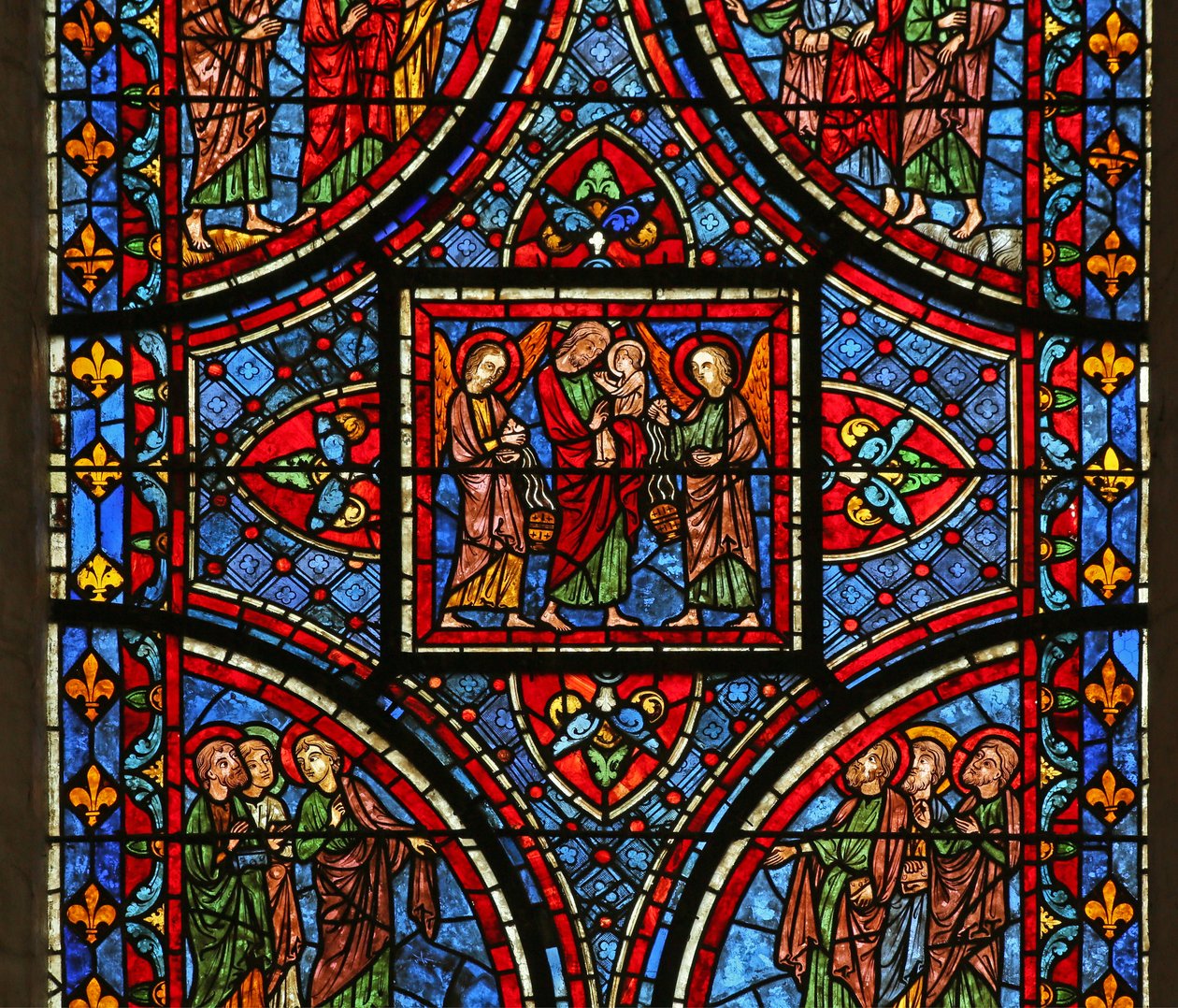 Christus draagt de ziel van zijn moeder (de engelen zijn deels modern) door French School