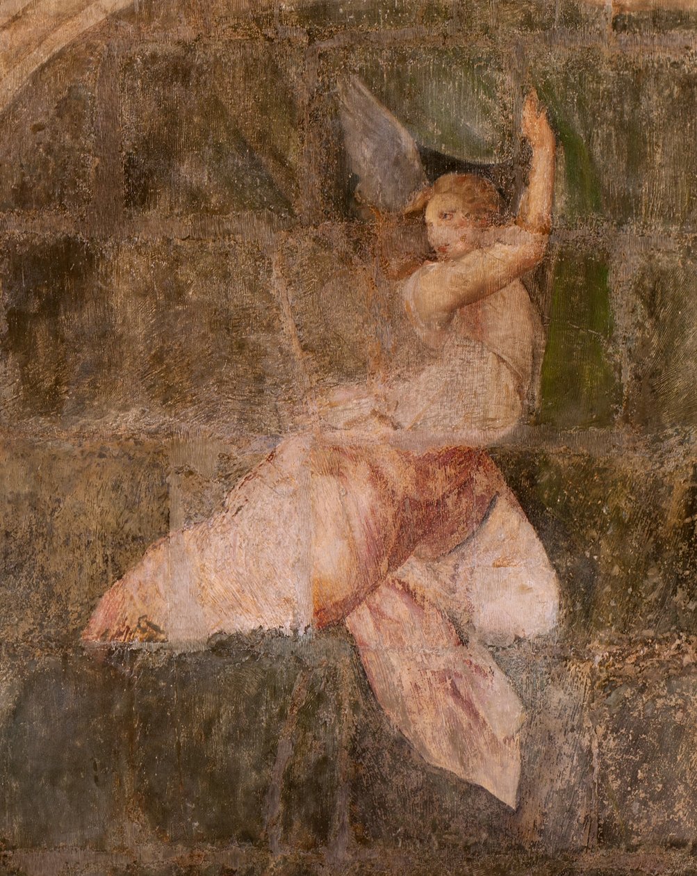 Kerk (Eglise Saint-Jean-Baptiste). Interieur. Kapel Saint-Fursy. Muurschilderingen. De verheerlijking van Maria (fresco genaamd de goede dood). Begin 17e eeuw. door French School