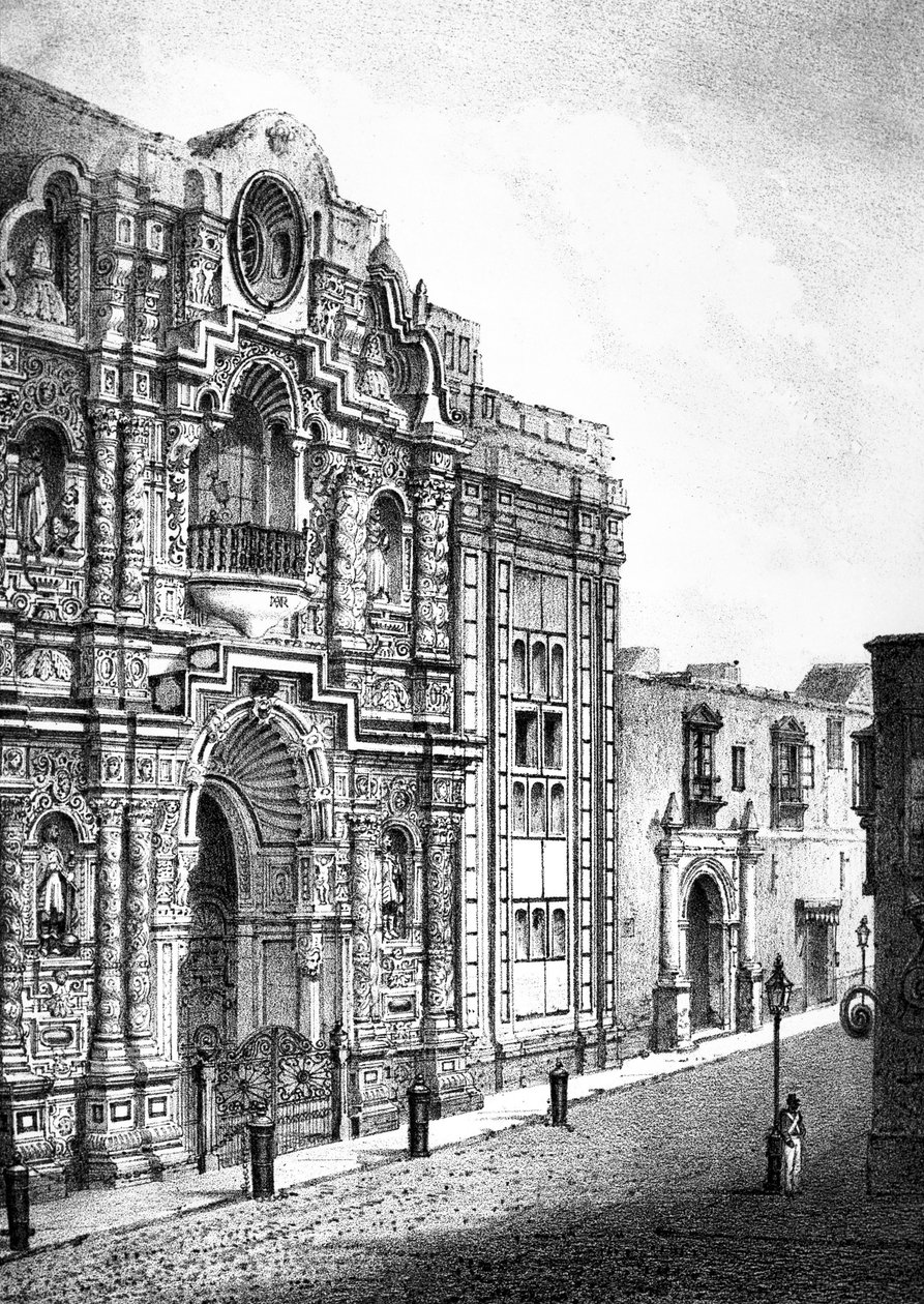 Kerk van Barmhartigheid, Lima (gravure) door French School