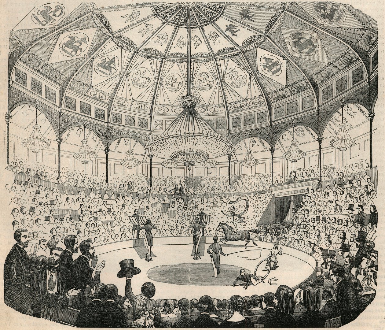 Cirque national des Champs Elysees in de 19e eeuw - Gravure in "Tableau-de-Paris" door Edmond Texier 1852 door French School