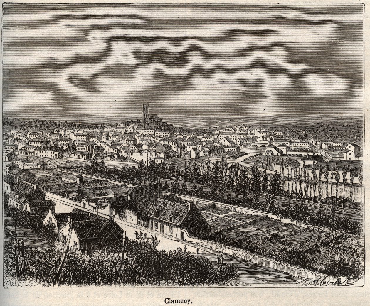 Clamecy - Nievre - Bourgondië - gravure in 