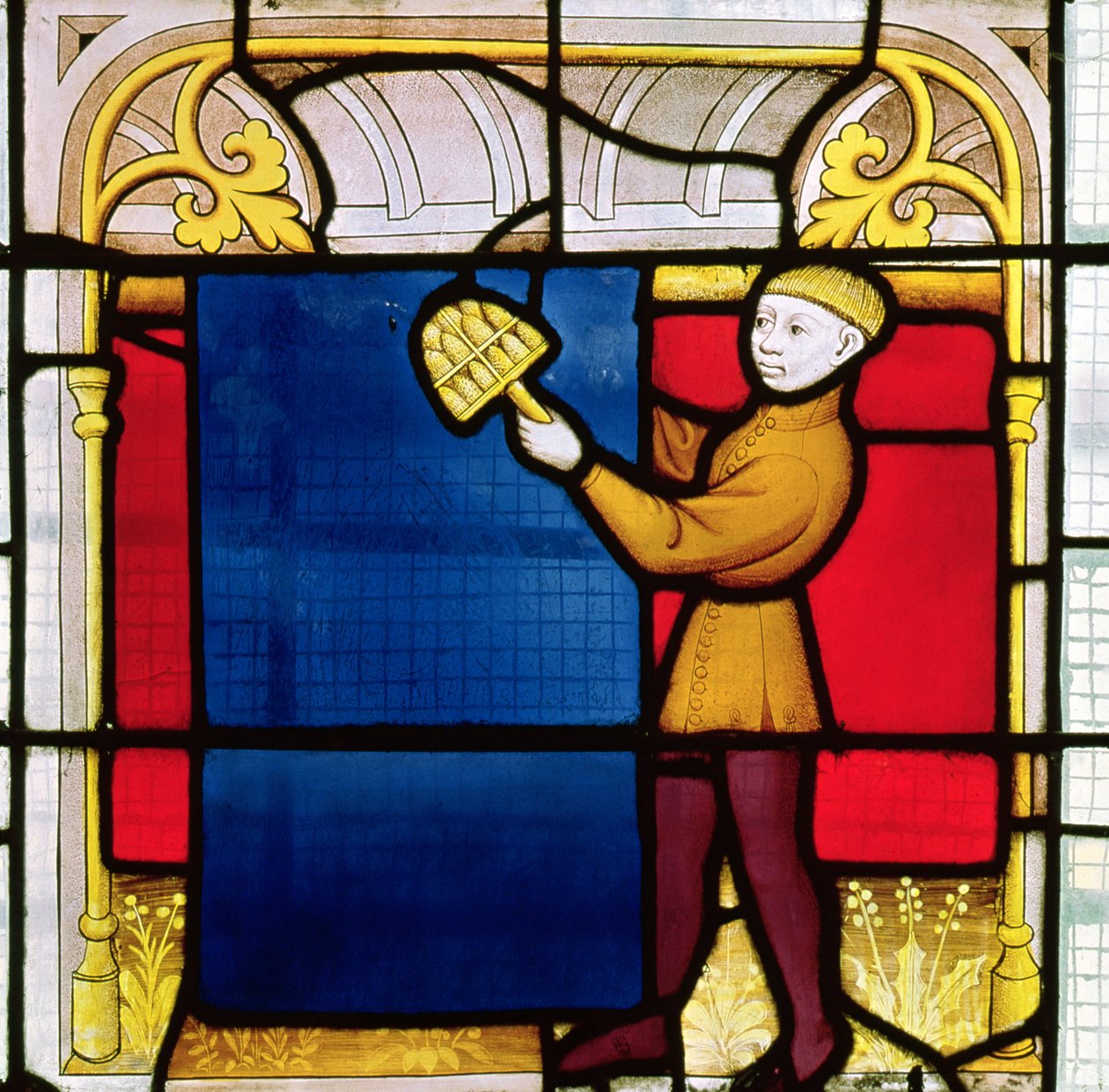 Raam van de stoffenhandelaar (detail) door French School
