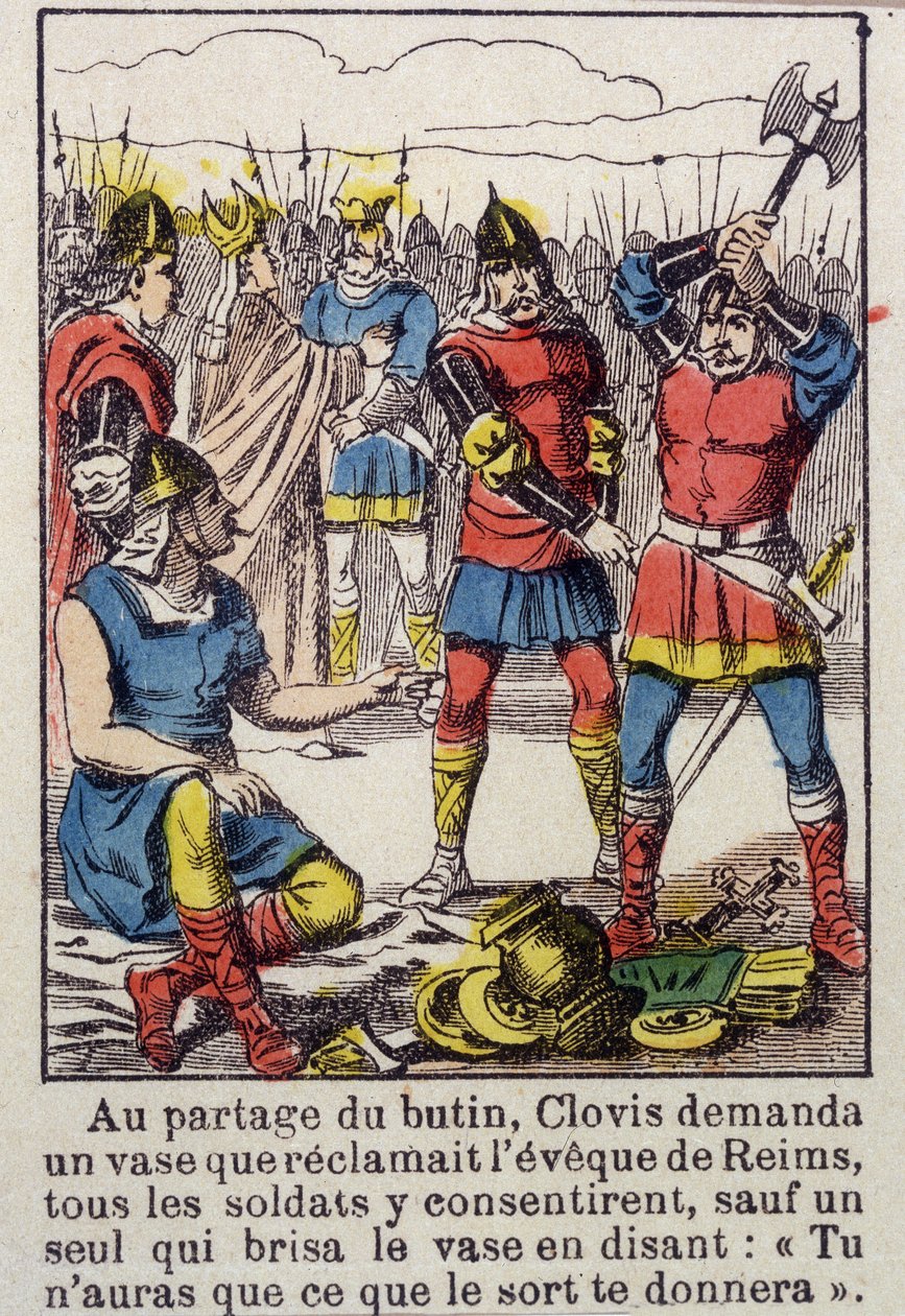 Clovis en de Soissons-vaas - Afbeelding van Epinal uit de 19e eeuw door French School