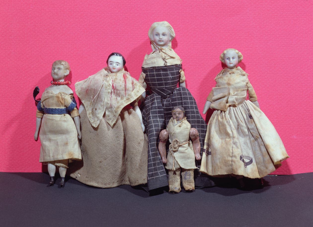 Collectie poppen, mogelijk gebruikt door Honoré de Balzac (1799-1850) als geheugensteuntje voor La Comédie Humaine door French School