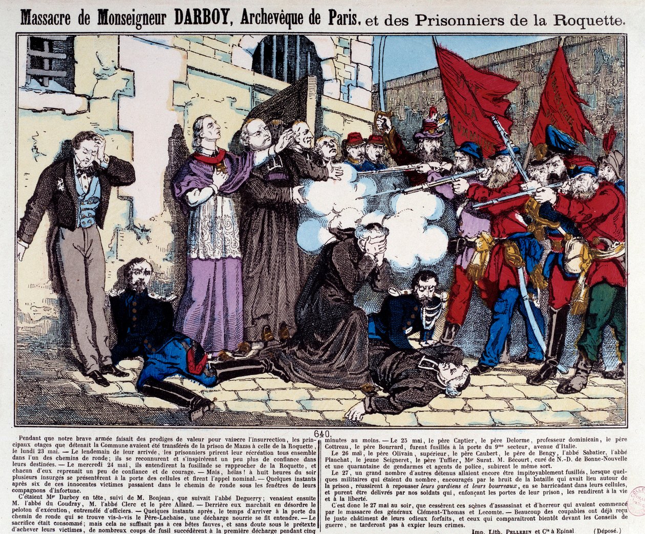 Commune van Parijs: Bloedbad van Monseigneur Darboy (1813-1871), aartsbisschop van Parijs, en de gevangenen van de Roquette op 24 mei door French School