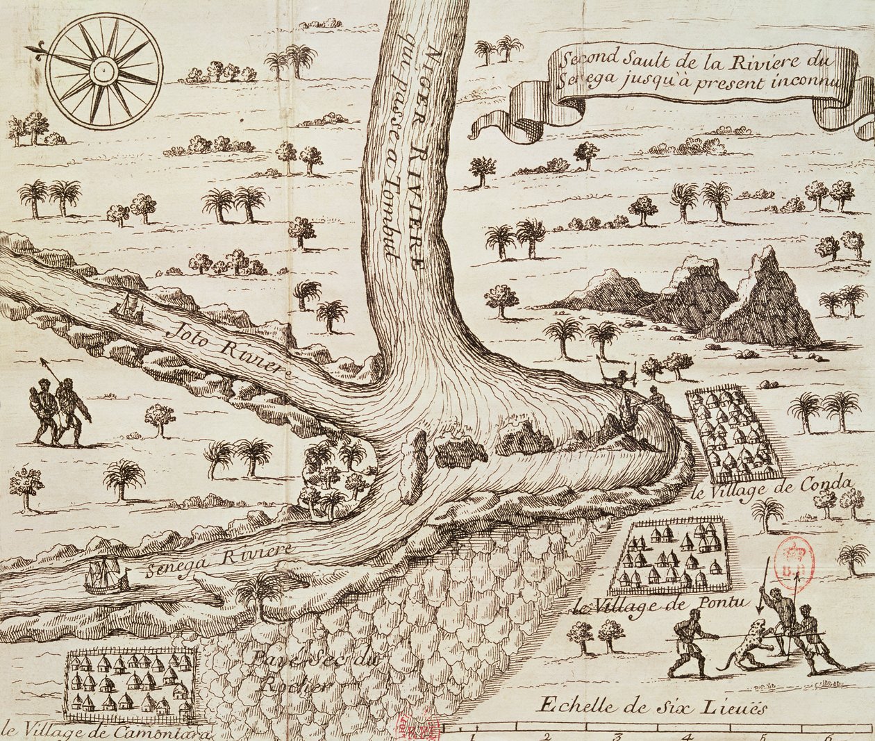 Samenvloeiing van de zwarte, de Joto en de Senegal, illustratie uit 