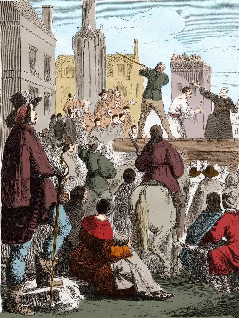 Samenzwering van Chalais: Executie van Henri de Talleyrand, Graaf van Chalais, voor samenzwering tegen Richelieu. Nantes door French School