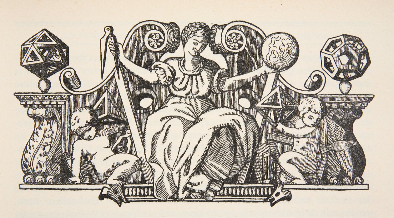 Kopie van een omslagillustratie uit Theatrum Instrumentorum de Besson, kopie door Boris Mestchersky (d.1957) illustratie uit Histoire de la Nation Francaise, Sciences, Volumes I & II, door Gabriel Hanotaux door French School