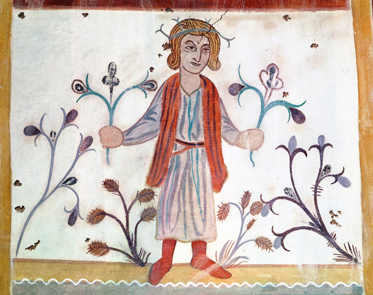 Kopie van een middeleeuws origineel dat april uitbeeldt, uit de Bezigheden van de Maanden, uit de Chapelle de Pritz, Laval door French School