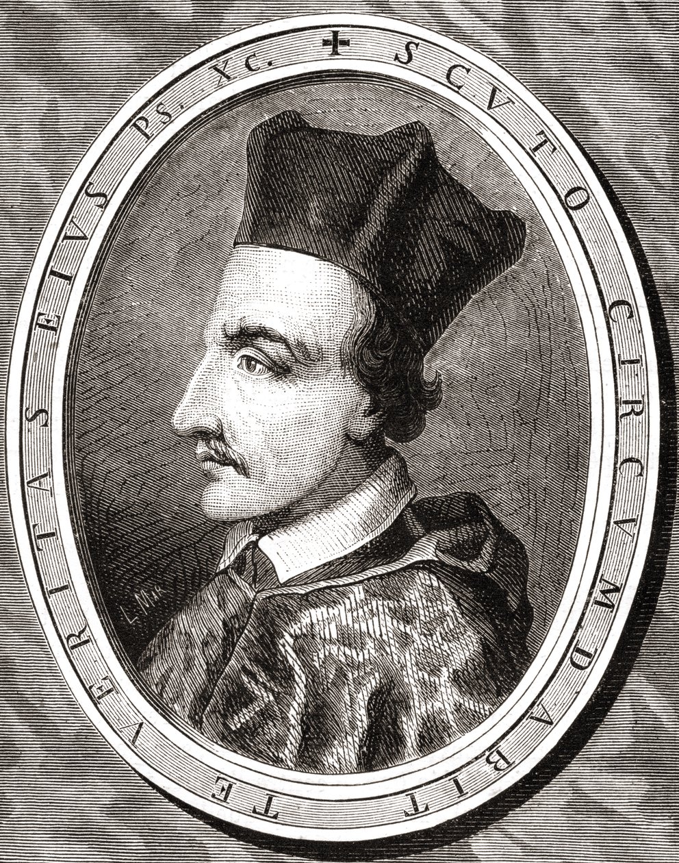 Cornelius Jansen, Bisschop van Ieper, gegraveerd door Pannemaker naar Latenacci, uit 