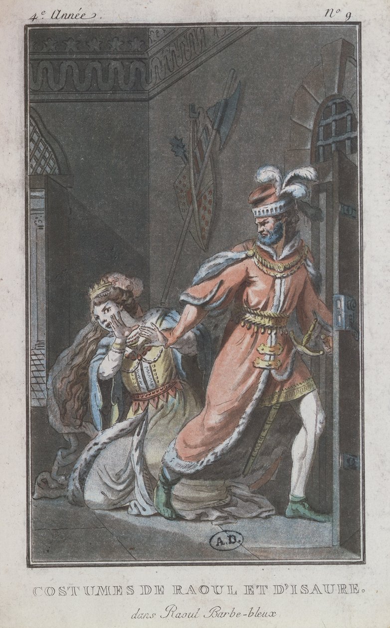 Kostuums van Raoul en Isaure, uit de opera Raoul Barbe-Bleue, 1790 door French School