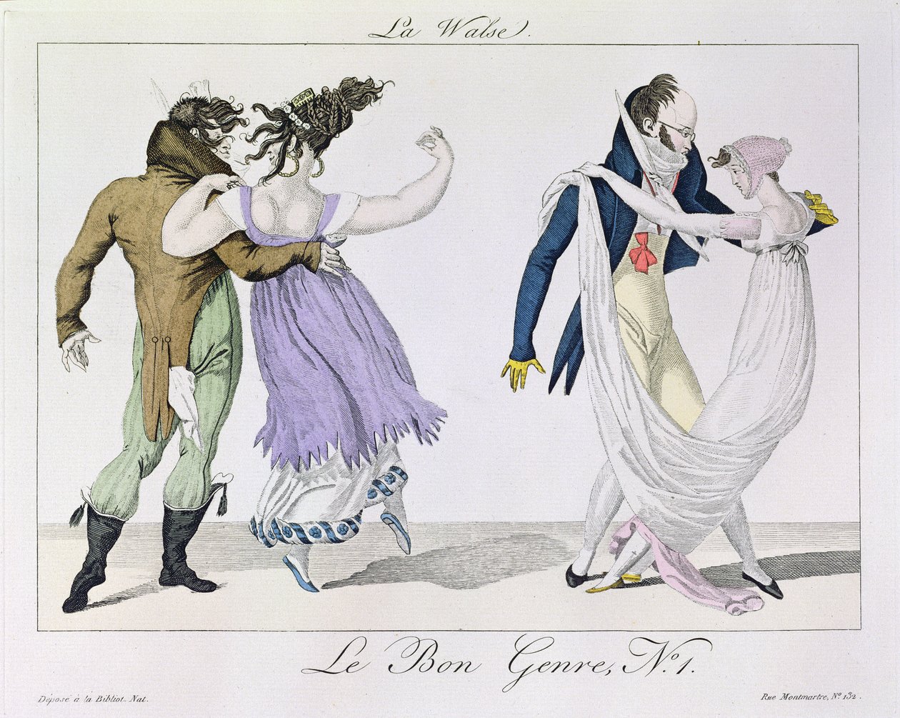 Paren die de wals dansen, uit Le Bon Genre, ca.1810 door French School