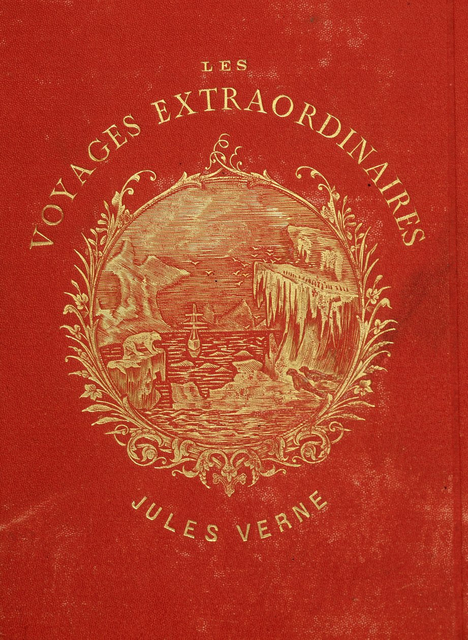 Omslag van de collectie "De Buitengewone Reizen" door Jules Verne. Eind 19e eeuw. door French School