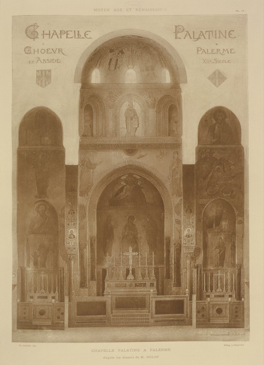 Doorsnede van de oostkant van de Palatijnse Kapel, Palermo, Sicilië, uit Fragments d