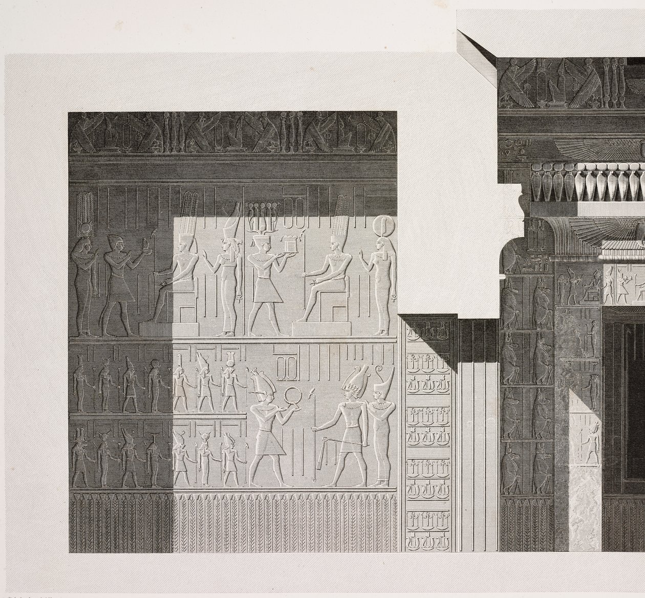 Dwarsdoorsnede van de Kleine Zuidelijke Tempel, detail, Karnak Tempelcomplex, Thebe, Luxor, Egypte door French School