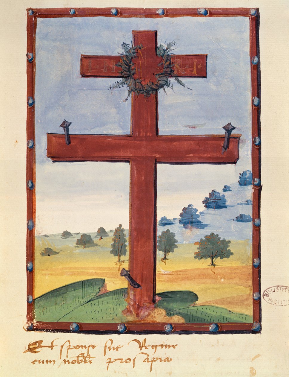 Kruis van Lotharingen, miniatuur uit een manuscript met betrekking tot René II, Hertog van Lotharingen door French School