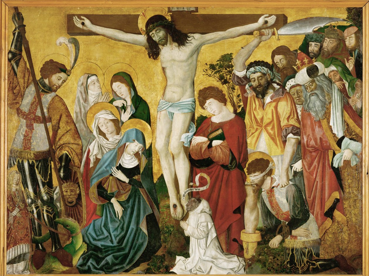 Kruisiging, altaar van Sint Joris (schilderij op doek) door French School