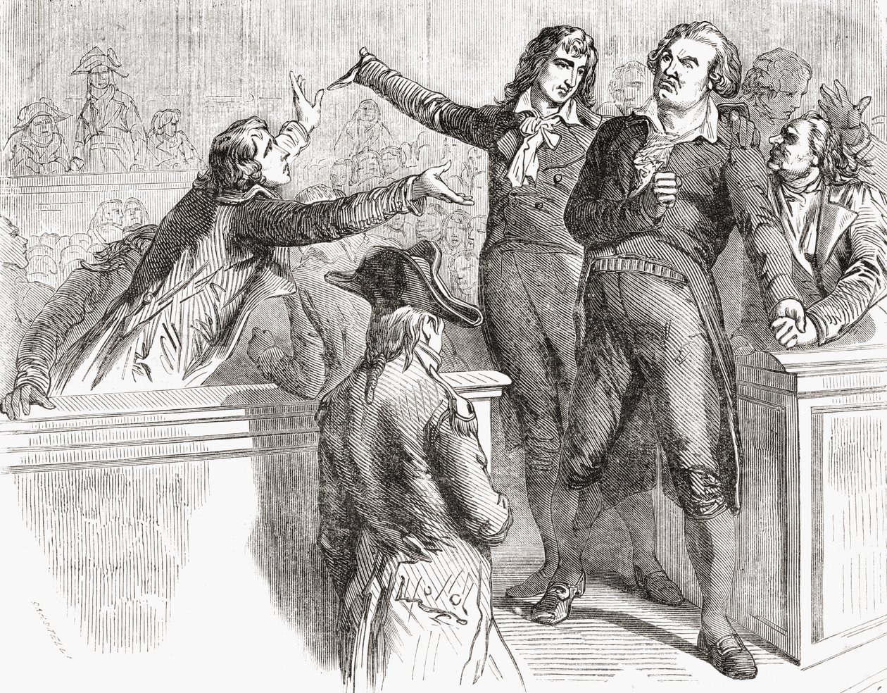 Danton en Desmoulins verdedigen zich voor de Conventie, 30 maart 1794, uit 
