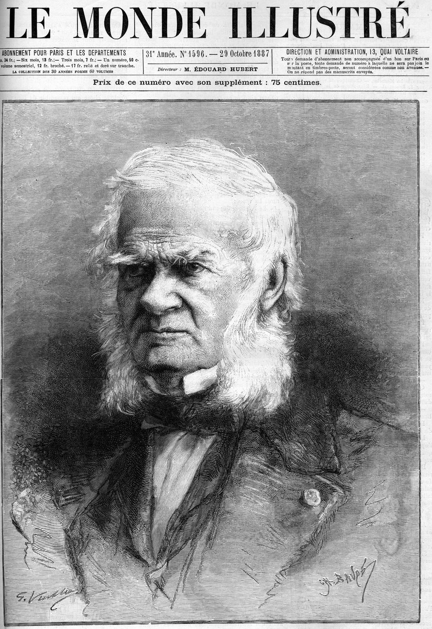 Dood van de academicus Auguste Cuvillier Fleury (1802-1887) in 