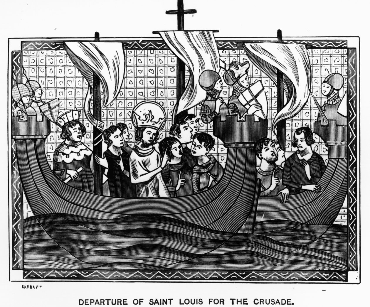Vertrek van St. Louis voor de kruistocht door French School