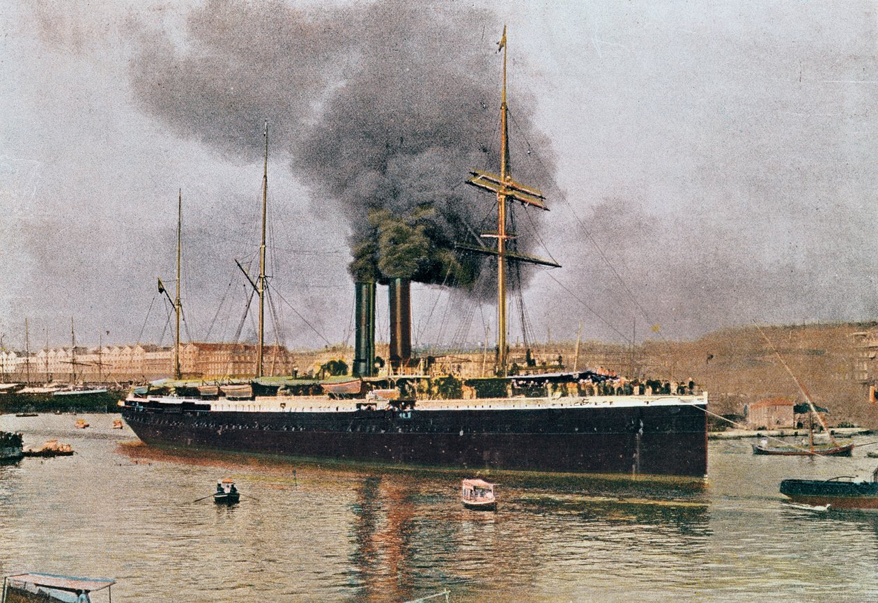 Vertrek van een Messageries Maritimes schip uit Marseille, begin 20e eeuw door French School