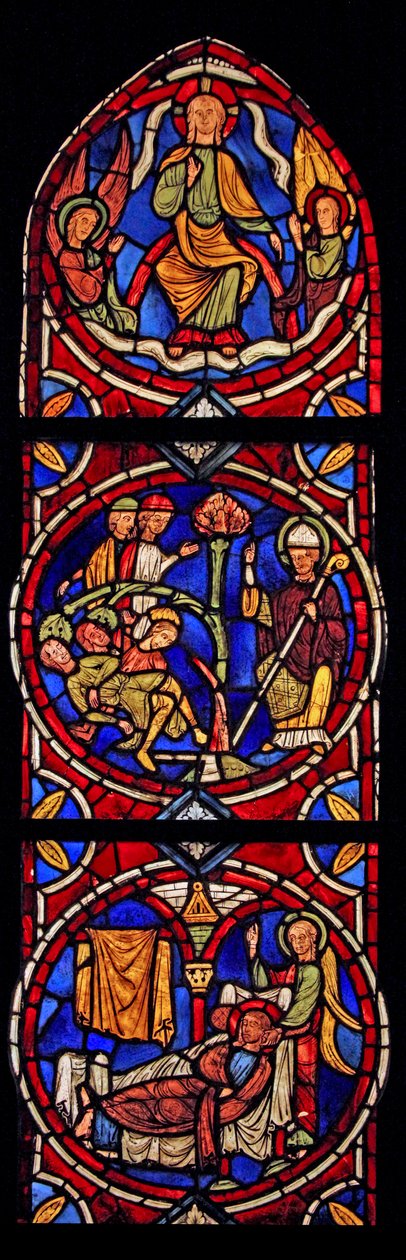 Christus en St. Martinus, 3 scènes uit de kerk van Varennes-Jarcy door French School