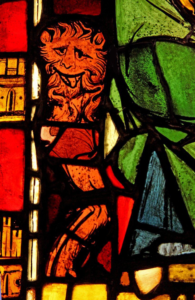 Een leeuw in het St. Petrus paneel: uit de Chapelle du Chateau, Rouen? door French School