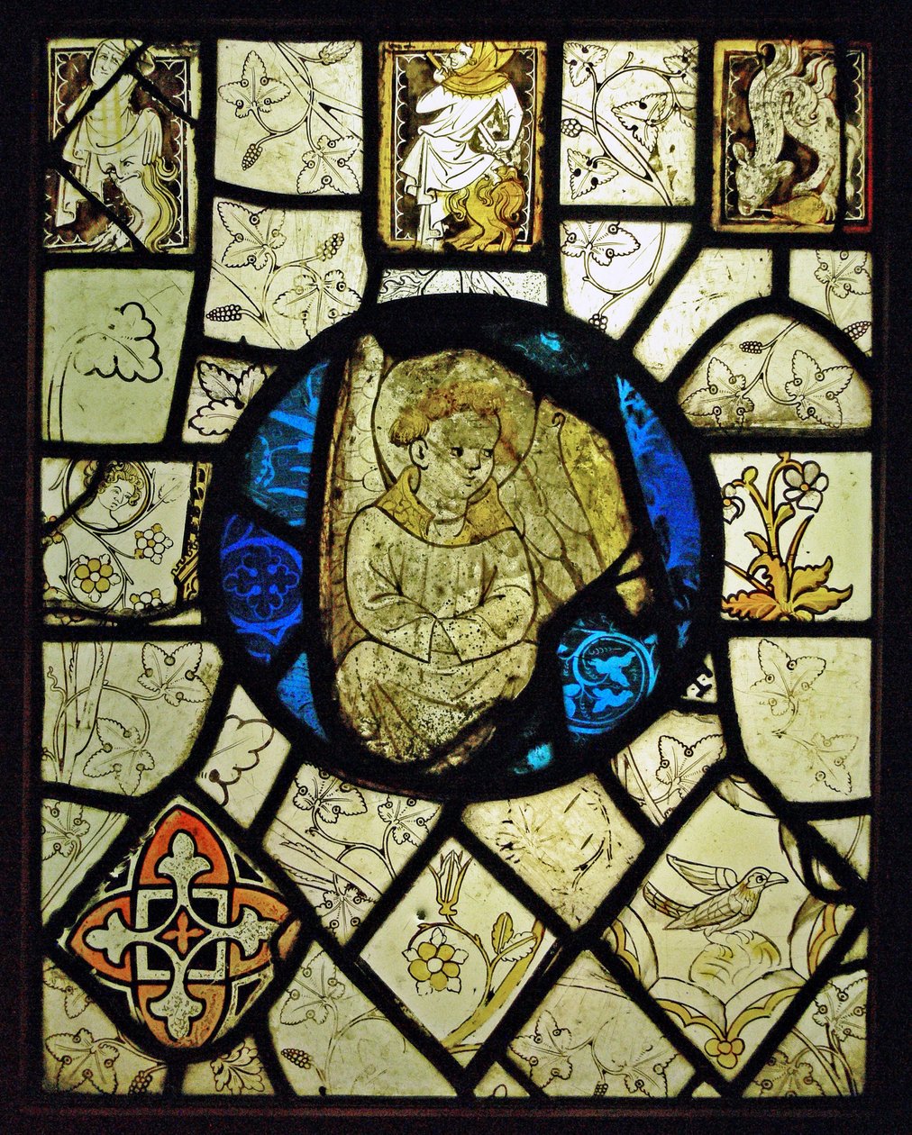 Grisaille met grotesken en een engel; Normandië door French School