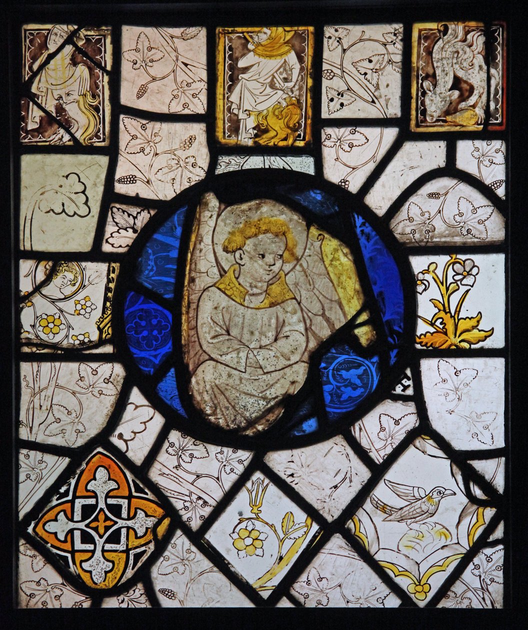 Grisaille met grotesken en een engel; Normandië door French School
