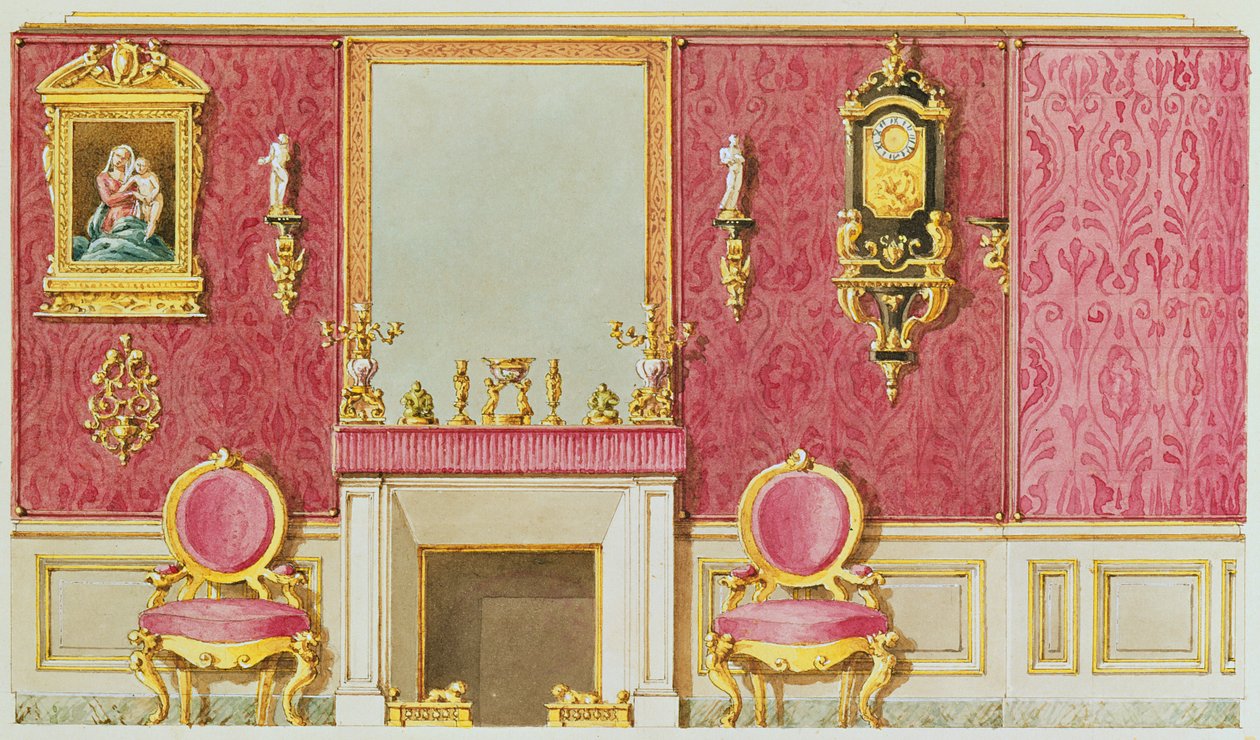 Ontwerp voor een salon aan de rue Fortunee, het huis gekocht door Balzac in 1847 door French School