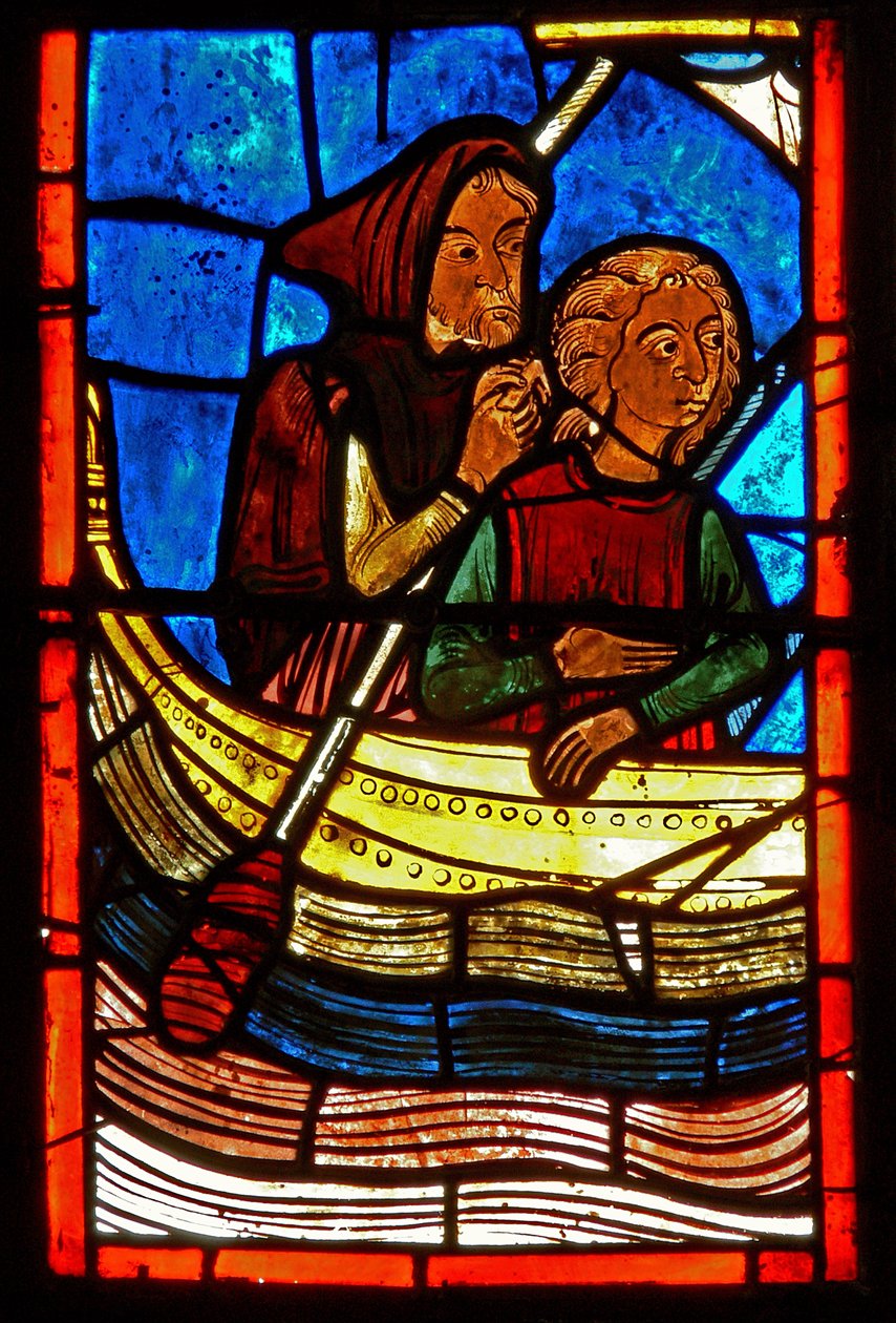 Raam met scènes uit het leven van St. Maria de Egyptische (detail) door French School