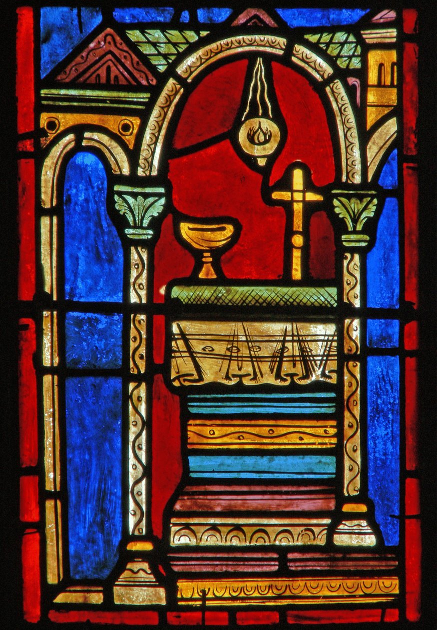 Raam met scènes uit het leven van St. Maria de Egyptische (detail) door French School