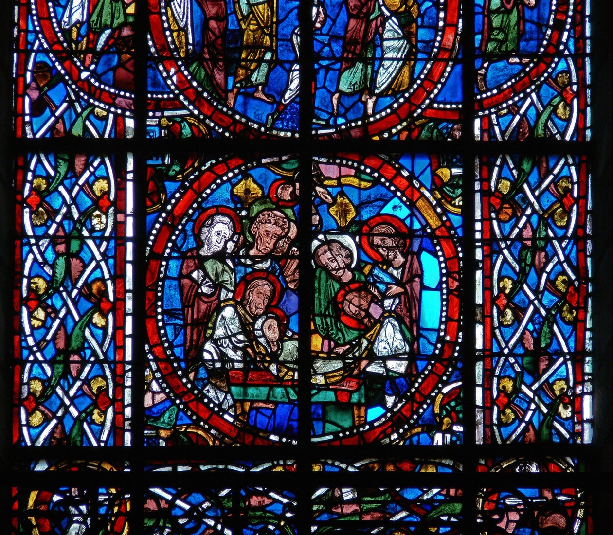 Detail (graflegging) uit een raam van de Dood en Tenhemelopneming van de Maagd Maria door French School