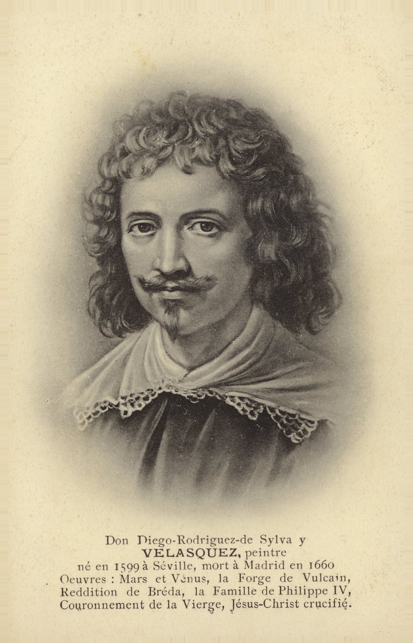 Diego Velasquez, Spaanse schilder (litho) door French School