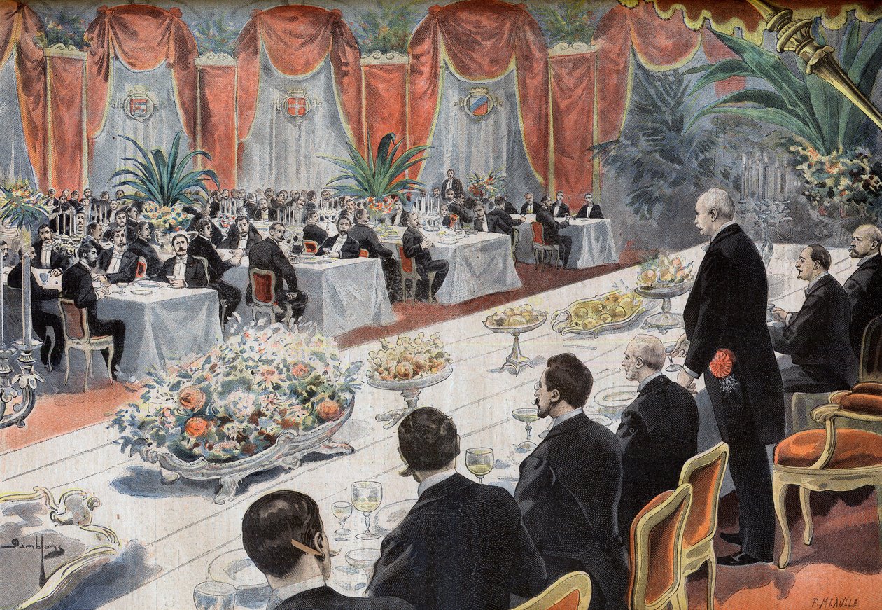 Diner voor leiders van de Franse handel en industrie op de Parijse Beurs door French School