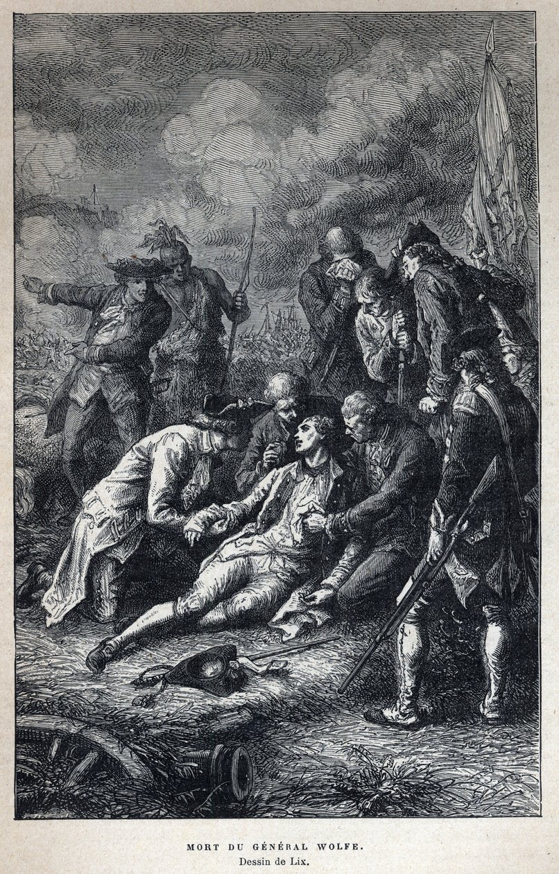 Ontdek Canada: Dood van generaal James Wolfe (1727-1759) Brits militair tijdens de Slag bij Quebec op 13 september door French School